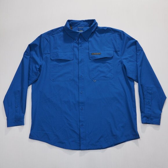 Cabelas Shirt Men Extra Large Blue Guidewear Fisherman Vented Ripstop Roll Tab - Picture 14 of 14